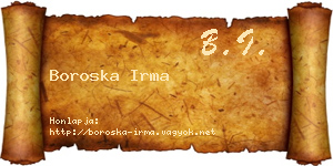 Boroska Irma névjegykártya